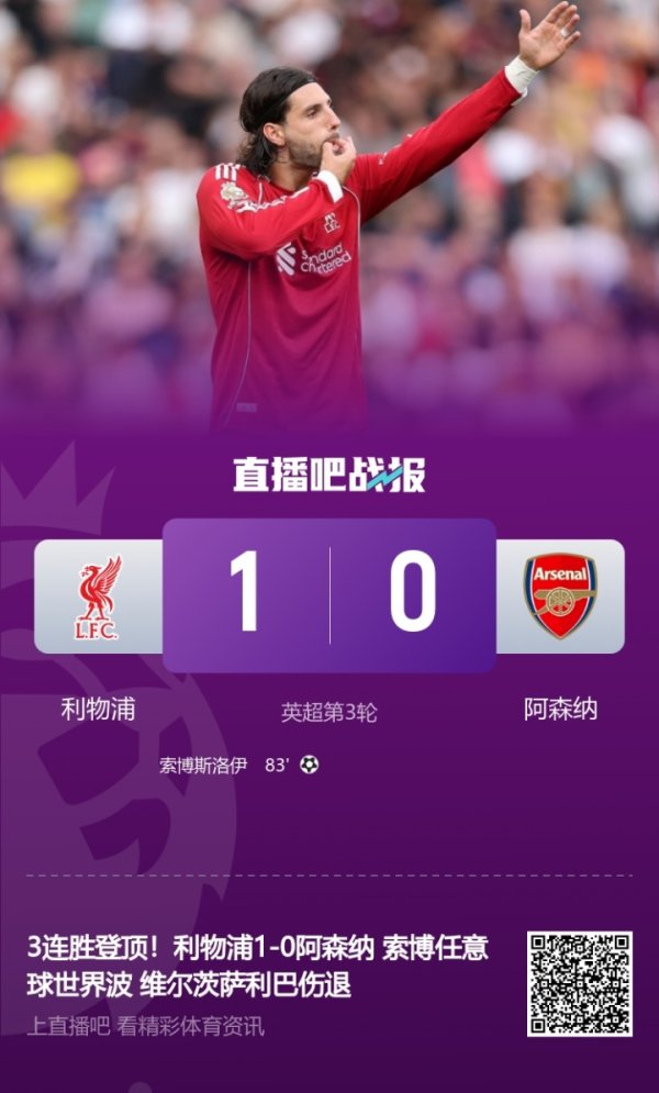 kop们早上好🤩利物浦双喜临门：打败阿森纳登顶英超+伊萨克HWG