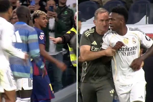 💪亚马尔问维尼修斯“要脱手吗？”，维尼修斯回话“来啊！”